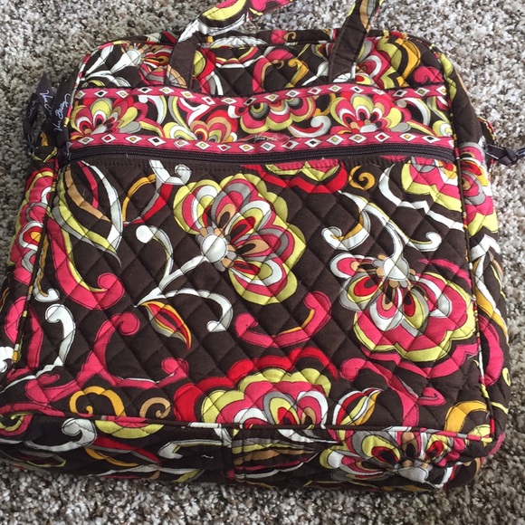 Vera Bradley shoulder work bag brown and red - Picture 2 of 7